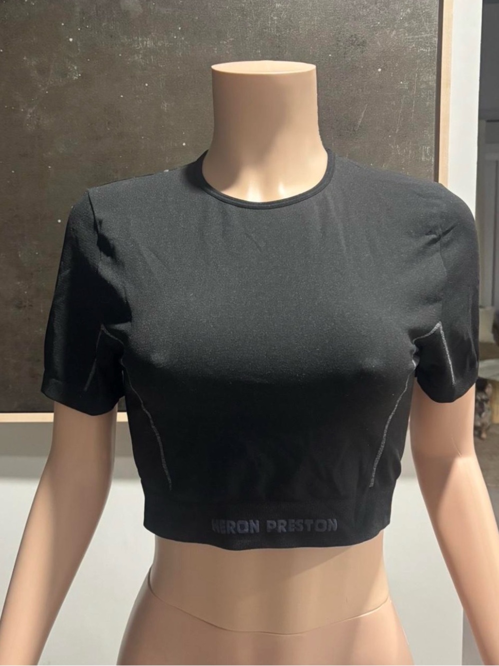 Heron Preston Black Cropped Crewneck Tee